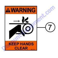 REF #7 - 21302 DECAL WARNING KEEP HANDS CLEAR Multiquip Whiteman J36E2 Walk-Behind Trowel