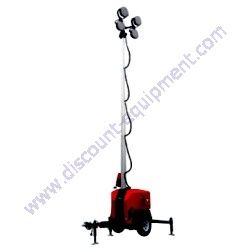 Multiquip GBX12SK GloBug Light Tower Mounted on Towable Trailer, 4-Spot, 1200W LED Projection