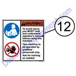 REF #12 - 35137 DECAL READ OPERATORS MANUAL Multiquip Whiteman HTN27K HTN28K Ride-On Trowel