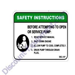 DCL127 DECAL WARNING SAFETY INSTRUCTIONS MultiQuip MQ600H MQ600HTB MQ600HTP Trash Pump
