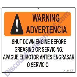 APDIAG005603 DECAL SHUT DOWN ENGINE MultiQuip AP6 AP8 SERIES Trash Pump