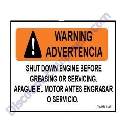 APDIAG005603 DECAL SHUT DOWN ENGINE MultiQuip AP6 AP8 SERIES Trash Pump