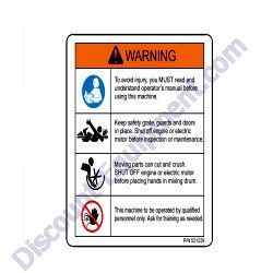 521229 DECAL WARNING READ MANUAL MultiQuip MC44SH-MC44SE Concrete Mixer