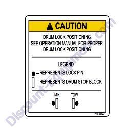 521231 DECAL DRUM LOCK POSITION MultiQuip MC44SH-MC44SE Concrete Mixer