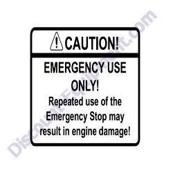 10000009728 Decal Caution Emergency Stop Generac Magnum MLT4060MVD Light Tower