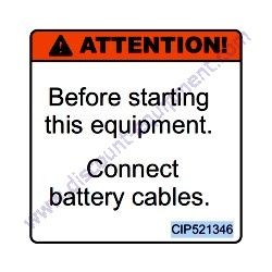 521346 DECAL WARNING CONNECT BATTERY CABLES Multiquip WTB-16 Track-Drive Power Buggy