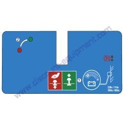 800-17501 DECAL EMERGENCY STOP BATTERY CHARGE Multiquip TB12-Series Power Buggy