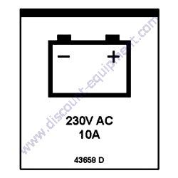 43658GT DECAL POWER TO CHARGER 230V ANSI MODELS Genie GS-1530 Scissor Lift