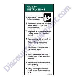 504713 (EM948423) DECAL WARNING SAFETY INSTRUCTIONS MultiQuip Whiteman WM45E-WM45H