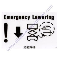 133276GT DECAL EMERGENCY LOWERING Genie GS-2646 AV GS-2646 AV35 Scissor Lift