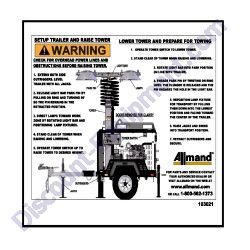 103021 VERTICAL TOWER SETUP DECAL Allmand Night-Lite Pro II V-Series Light Tower 