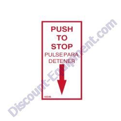 16546 Push To Stop Decal MBW MM121 Hydraulic Mortar Plaster Mixer