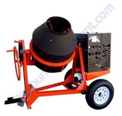 TK CM9P-E1.5/1 9 Cu. Ft Poly Drum Concrete Mixer W/1.5 HP 1 PH, Baldor Electric Plus Free Tow Pole