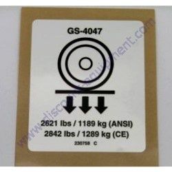 230758GT DECAL WHEEL LOAD LABEL Genie GS-4047 Scissor Lift