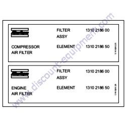 1316020029 LABEL AIR CLEANER Chicago Pneumatic CPS 185-100 KOD Air Compressor