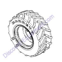 03046 TIRE & RIM TILLER LH 16 X 6.50 -8 Barreto 1320H-1620B Tiller