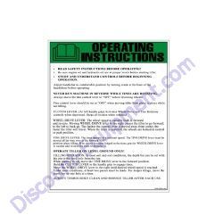 03341-22 DECAL TILLER OPERATING INSTRUCTIONS Barreto 1320H-1620B Tiller