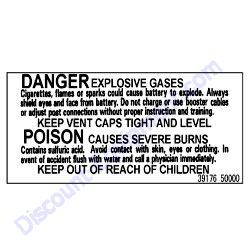 REF #15 - 39176 50000 Plate Warning Battery Airman SDG13LAX-8E1 Generator