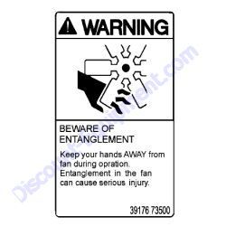 REF #20 - 39176 73500 Plate Warning Cooling Fan Airman SDG13LAX-8E1 Generator