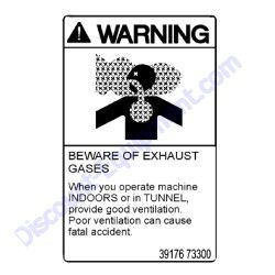 REF #18 - 39176 73300 Plate Warning Exhaust Gases Airman PDS185S-6C2 Air Compressor