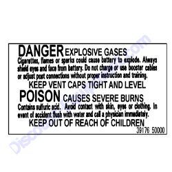 REF #36 - 39176 50000 Plate Danger Battery Airman PDS185S-6C2 Air Compressor