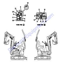 REF #1 - 172B19-08130 LABEL SET CANOPY US Yanmar SV08-1B Excavator