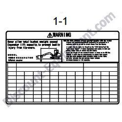 REF #1-1 - 172469-03153 LABEL LIFT QUICK COUPLER US Yanmar ViO20-3 Excavator