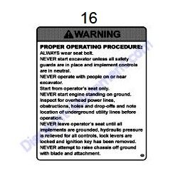 REF #16 – 172437-03372 LABEL NEUTRAL US Yanmar ViO45-6A Excavator