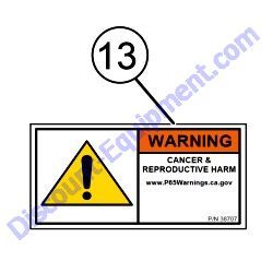 REF #13 - 38707 ISO DECAL PROP 65 Multiquip Whiteman CA4HM Walk-Behind Trowel