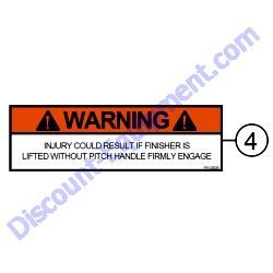 REF #4 - 20526 DECAL QUICK-PITCH LATCH WARNING Multiquip Whiteman HDA Series Walk-Behind Trowel